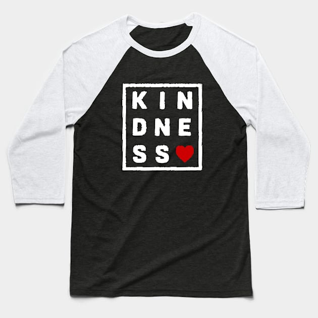 Kindness - white and red Baseball T-Shirt by Okanagan Outpost